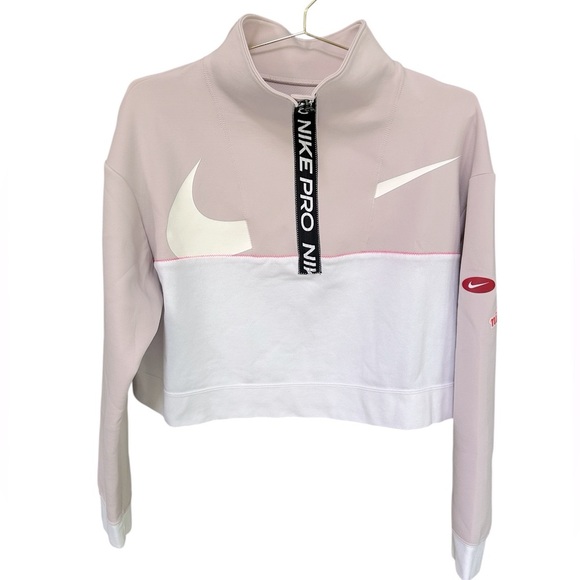 Nike Pro Get Fit Icon Clash Cropped Half-Zip Pullover, Size Medium - Picture 3 of 9